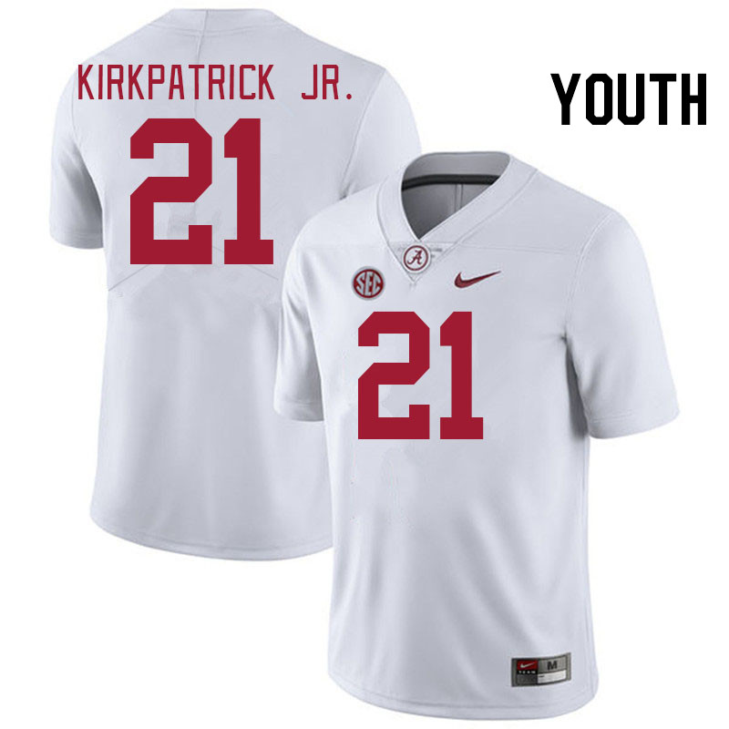 Youth #21 Dre Kirkpatrick Jr. Alabama Crimson Tide College Football Jerseys Stitched-White